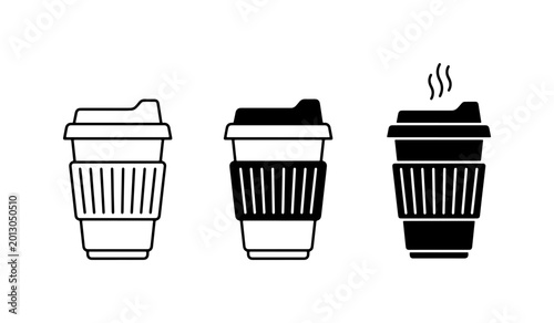 Obraz na plátně To Go Coffee Cup Icons, Hot Beverage Container Vector Set, Disposable Drink Carr
