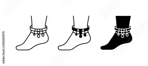 Bild auf Leinwand Anklet Icon Set: Outline, Filled Outline, and Silhouette Vector Graphics for Jew