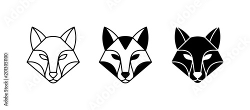 Canvastavla Geometric Fox Head Icons, Minimalist Animal Graphics, Modern Wildlife Vector Art