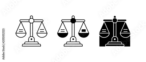 Tableau sur toile Scales of Justice Icons, Legal Balance Symbols, Fairness and Equality Vector Gra