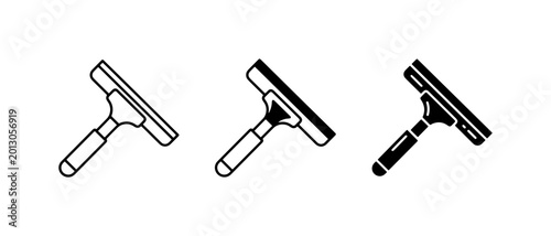 Window Squeegee Icons Set, Cleaning Tool Vector Graphics, Professional Glass Scraper Illustrations for Home and Commercial Use