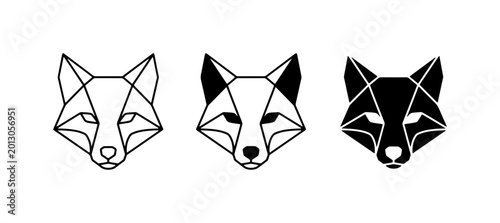 Foto Geometric Fox Head Icons, Minimalist Animal Logos, Modern Wildlife Vector Graphi
