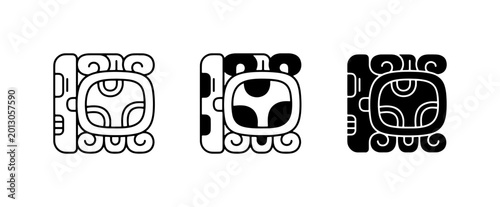 Billede på lærred Mayan Glyphs Vector Icons, Ancient Hieroglyphs Set, Mesoamerican Symbols, Histor