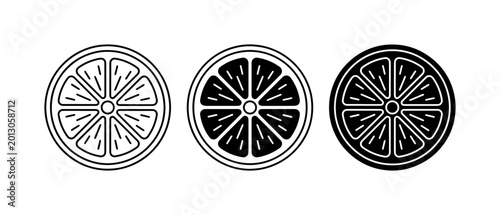 Citrus Slice Icons, Orange Fruit Vector Graphics, Lemon Wedge Illustrations, Refreshing Food Symbols, Zest and Juice Elements