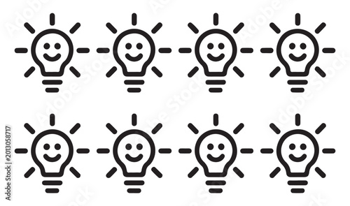 Canvastavla Happy smiling lightbulb characters for positive thinking and creative inspiration designs