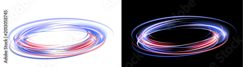 Schilderij op canvas PNG  image of Glowing light trails on transparent background