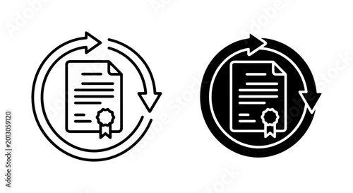 Φωτογραφία Certificate Icon Set, Document Seal Loop, Business Agreement Cycle, Legal Docume