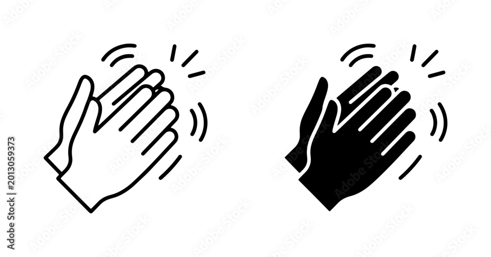 Fototapeta premium Applause Icons, Clapping Hands Vector Set, Celebration and Approval Symbols, Recognition Graphic Elements