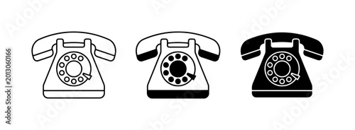 Fotografie Retro Rotary Dial Telephone Icons, Vintage Communication Devices, Classic Phone