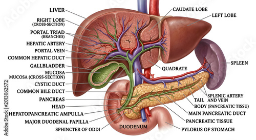 Ultra Detailed 3D Liver Gallbladder and Pancreas Anatomy Medical Illustration


