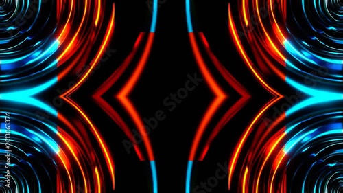 Cyan and Orange Floating Circles Kaleidoscope Background VJ Loop in 4K
