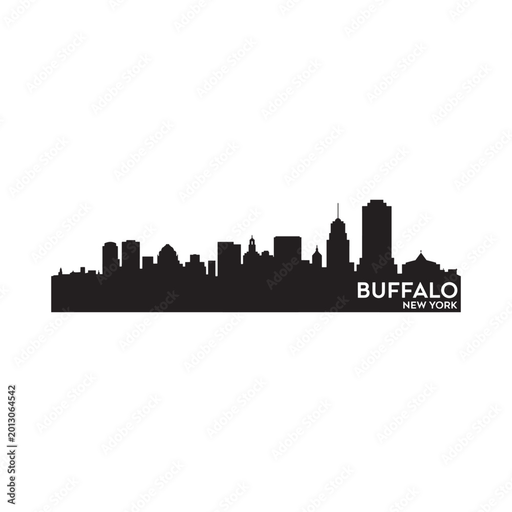 Fototapeta premium buffalo new york skyline silhouette against white background