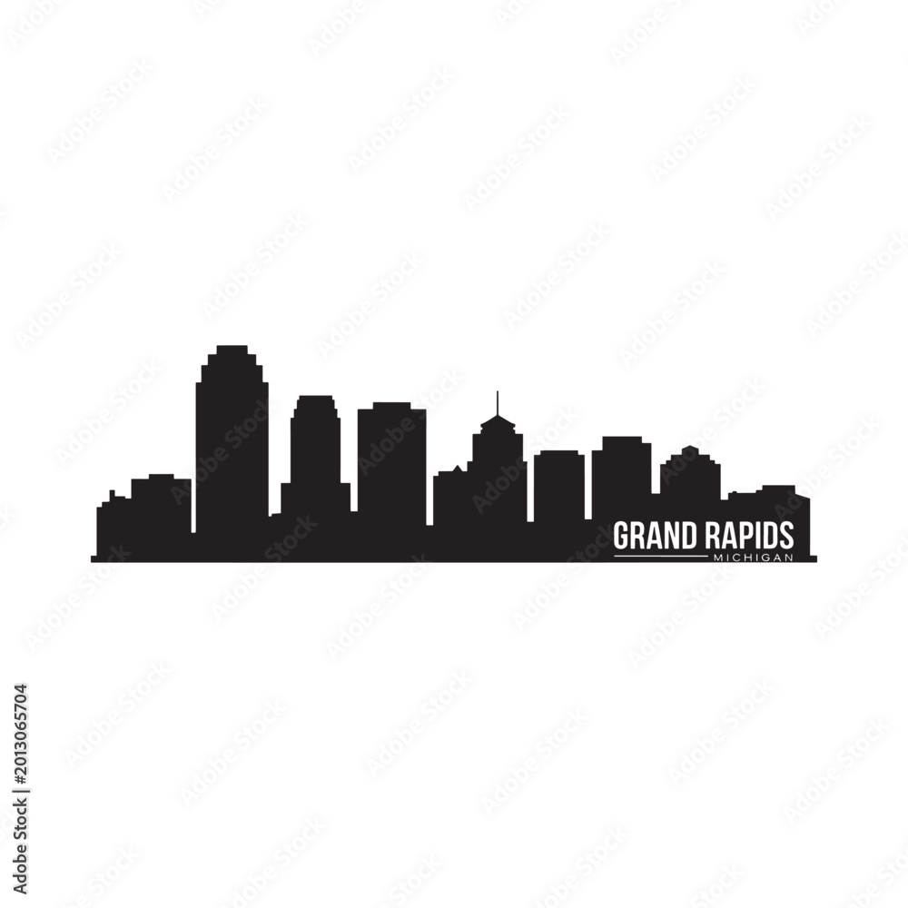 Obraz premium grand rapids michigan skyline silhouette on white background