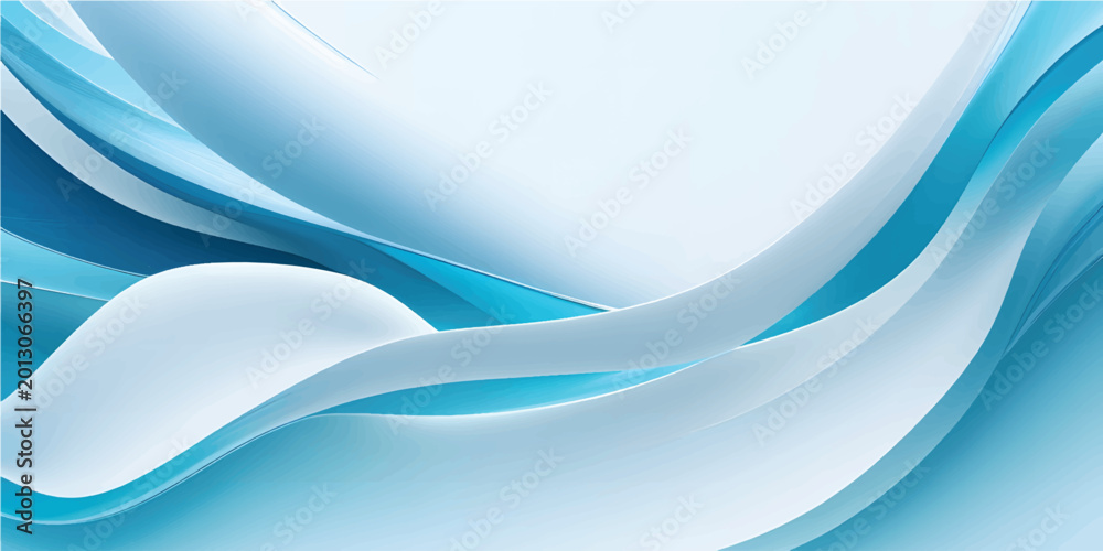Fototapeta premium Dynamic abstract blue wave background featuring futuristic flowing lines and wavy digital motion design on a sleek light vector backdrop