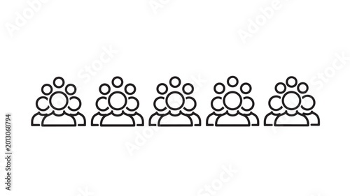 Φωτογραφία People silhouette set with multiple heads and circles above featuring abstract,
