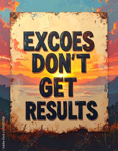 Motivational rustic sign at sunset
