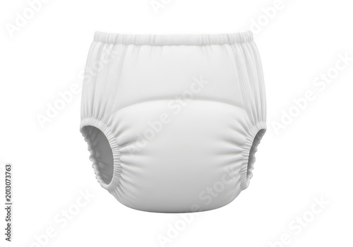 Clean white baby diaper for infants isolated on transparent background, png