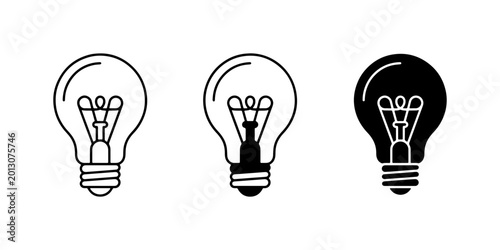 Foto Simple Light Bulb Icons, Idea Generation Symbols, Innovation Concepts, Black and