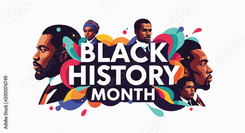 Fotografia Black History Month celebration poster with vibrant colorful illustrations for s