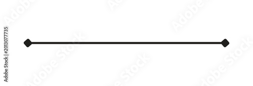 Minimalist Black Horizontal Line Divider with Diamond Ends Vector Illustration
