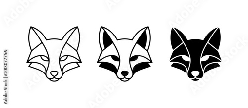 Foto Geometric Fox Head Icons, Minimalist Animal Logos, Modern Wildlife Vector Graphi