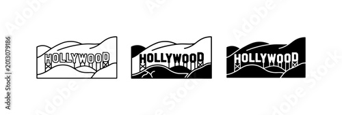 Quadro su tela Hollywood Sign Vector Icons, Los Angeles Landmark Graphics, California Entertain