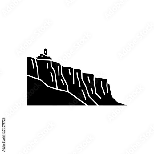 Foto Silhouette of Rocky Cliff Formation Against White Background