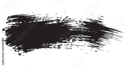 Obraz na plátně Abstract Dry Brush Stroke Vector, Rough Grunge Paint Smear Black Ink Isolated