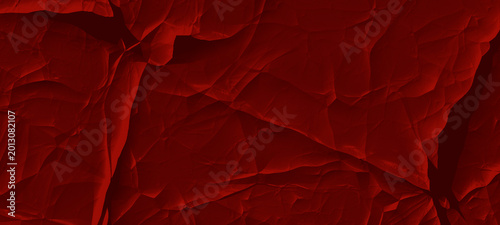 Slika na platnu Abstract cracks crumpled paper texture Red background with deep shadows and rough texture, wrinkled surface details and distressed aging effects for creative abstract design projects and posters