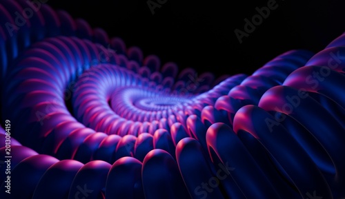 Quadro em tela Abstract 3D Spiral Background with Neon Purple and Blue Gradient Lighting Effect