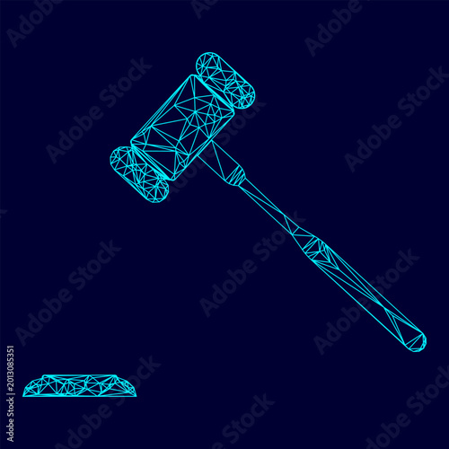 Foto The judicial hammer low poly triangulation triangulated polygonal electric cyan