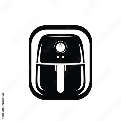 air fryer silhouette icon on a white background modern kitchen appliance design in black and white high quality professional detailed