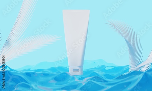 3d illustraion of cosmetic skincare beauty spa cream mockup, medical healthcare treatment, fashion of makeup, bottle tube of packaging