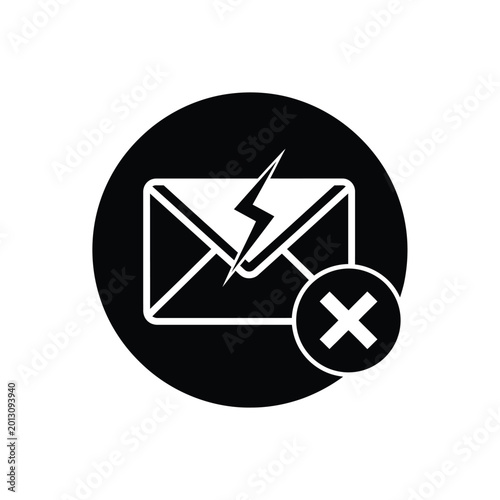 Cuadro en lienzo email notification icon with a cross mark black silhouette of an envelope with l