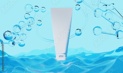 3d illustraion of cosmetic skincare beauty spa cream mockup, medical healthcare treatment, fashion of makeup, bottle tube of packaging