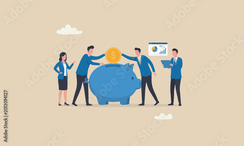 Photos Saving, investment teams together mountain peak save money for future or wealth