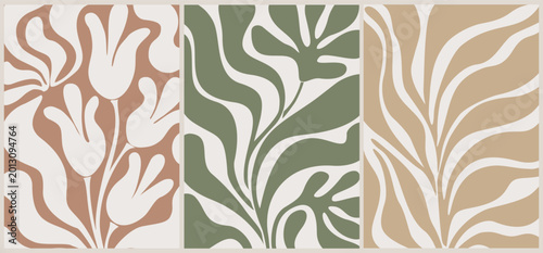 Obraz na płótnie Soft abstract floral patterns in three color schemes