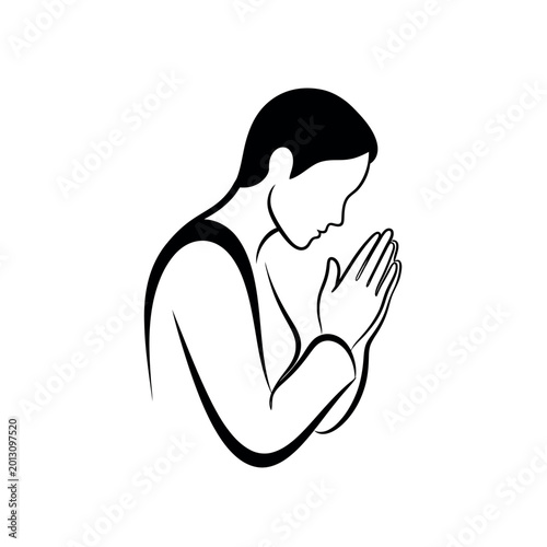 Canvastavla Woman Praying with Hands Together.