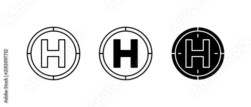 Photos Helicopter Landing Pad Icons, Helipad Symbols, Aviation Transport Signage, Set o