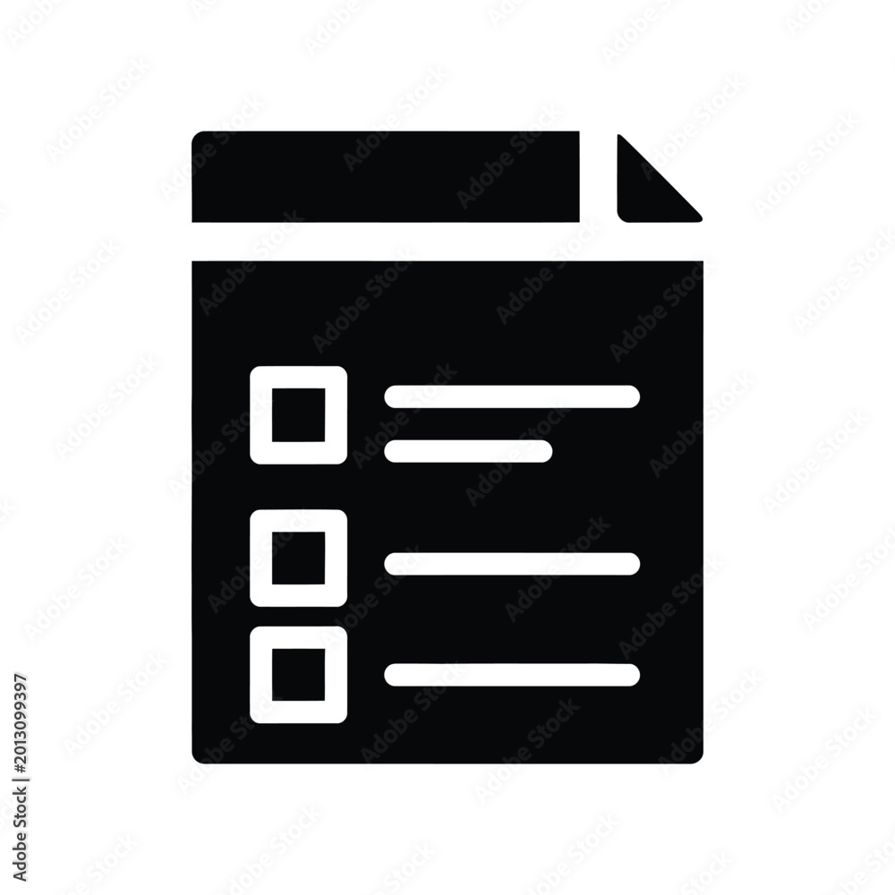 Fototapeta premium Minimalist Checklist Document Icon with Checkboxes on Clean White Background