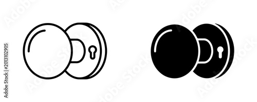 Bild auf Leinwand Door Knob Icons, Round Handle Set, Keyhole Hardware, Vector Graphics for Securit