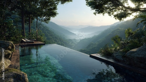 Tranquil Infinity Pool Overlooking Lush Mountains