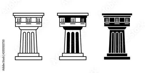 Obraz na płótnie Classical Architectural Columns, Ancient Greek Pillars, Stone Pedestals, Set of