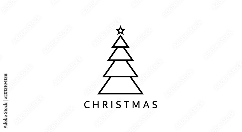 Fototapeta premium Simple Christmas Tree Icon Design.