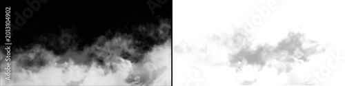 Cuadro en lienzo White fog mist border on transparent background for atmospheric weather effects and cinematic landscape layers