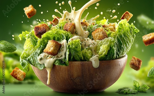 Caesar Salad with Croutons and Dressing
