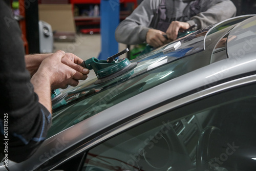 Car Windshield Replacement at Auto Workshop – Glass Installation and Repair Service