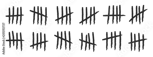Photos Set of hand-drawn tally marks in a rough, grunge style
