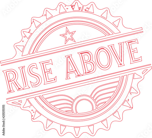 Uplifting Circular Emblem with Rise Above Motivational Text and Star Design