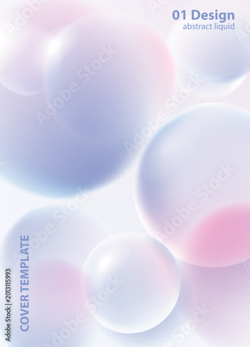 Abstract pastel colorful poster. Circle shape with neon lights.Bubbles Background with liquid gradient for banner, cover, social media posts. Liquid blobs spheres in flight or liquid glass. 